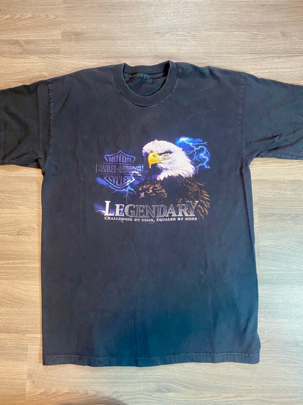 Y2K Harley-Davidson “Legendary” Tee - Eagle and Lightning Graphic
